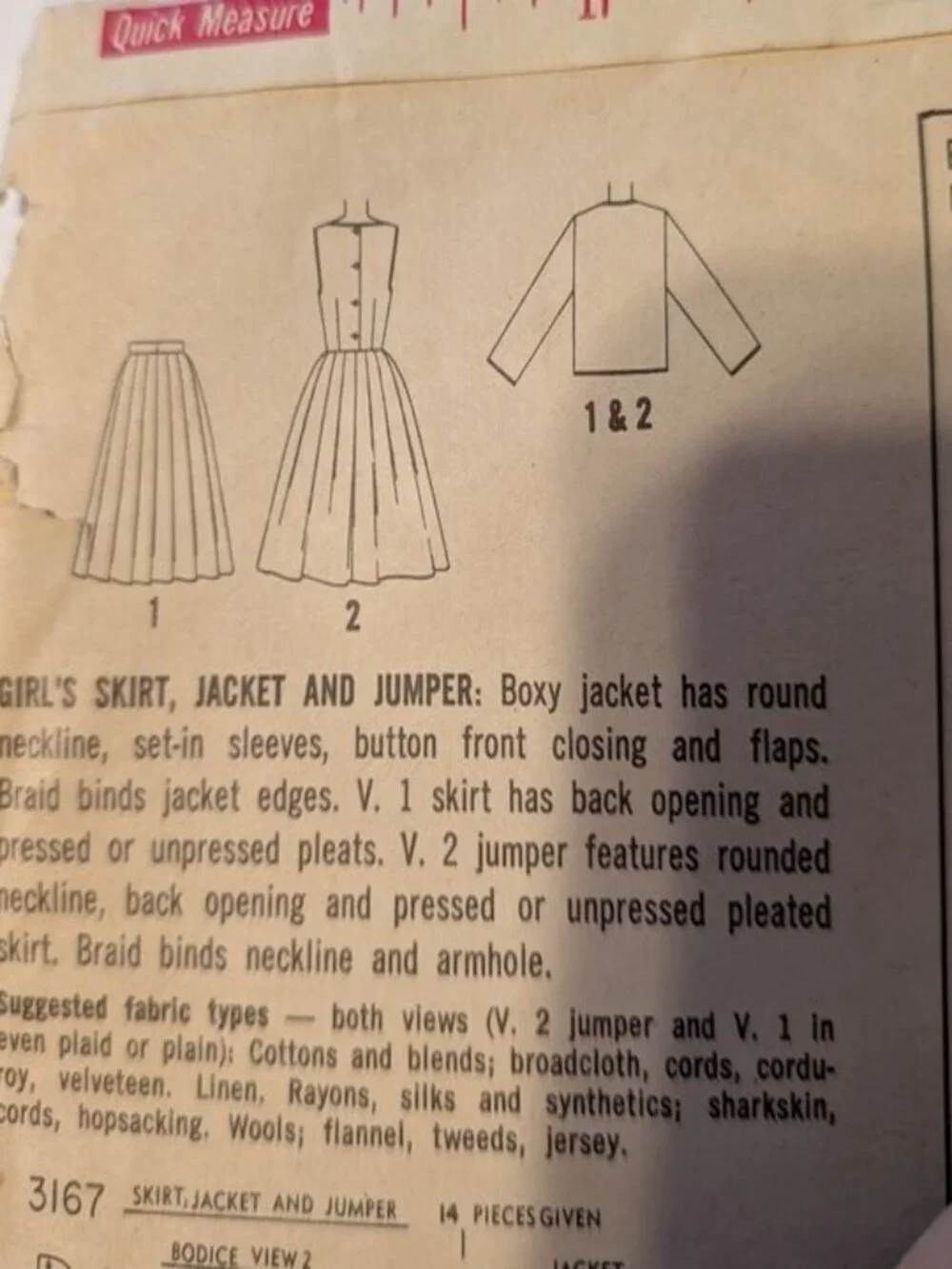 simplicity 7487 sewing pattern girls skirt, jacket, jumper